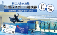 チケット 神奈川 【新江ノ島水族館】年間パスポート引換券(大人1枚+幼児1枚) 有効期間2025年1月～3月末まで 水族館 パスポート 入場券 江ノ島 藤沢市 神奈川県 プレゼント ギフト