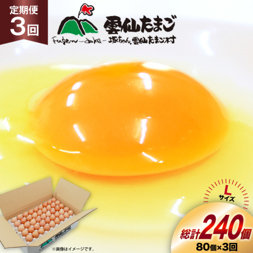 BI037 3回 定期便 たっぷり！ 雲仙たまごLサイズ 80個 (75個＋割れ補償5個入り) [ 卵 たまご 生卵 鶏卵 赤卵 玉子 新鮮 塚ちゃん雲仙たまご村 長崎県 島原市 ] 1421066 - 長崎県島原市