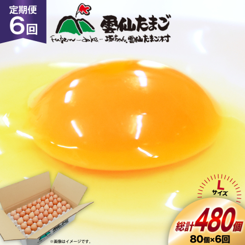 BI038 6回 定期便 たっぷり！ 雲仙たまごLサイズ 80個 (75個＋割れ補償5個入り) [ 卵 たまご 生卵 鶏卵 赤卵 玉子 新鮮 塚ちゃん雲仙たまご村 長崎県 島原市 ] 1421073 - 長崎県島原市