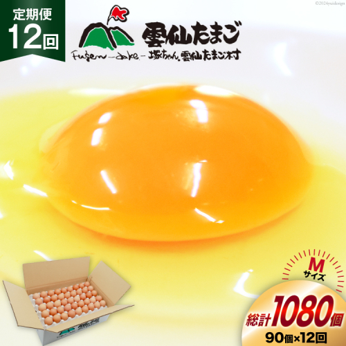 BI042 12回 定期便 たっぷり！ 雲仙たまごMサイズ 90個(85個＋割れ補償5個入り) [ 卵 たまご 生卵 鶏卵 赤卵 玉子 新鮮 塚ちゃん雲仙たまご村 長崎県 島原市 ] 1421095 - 長崎県島原市