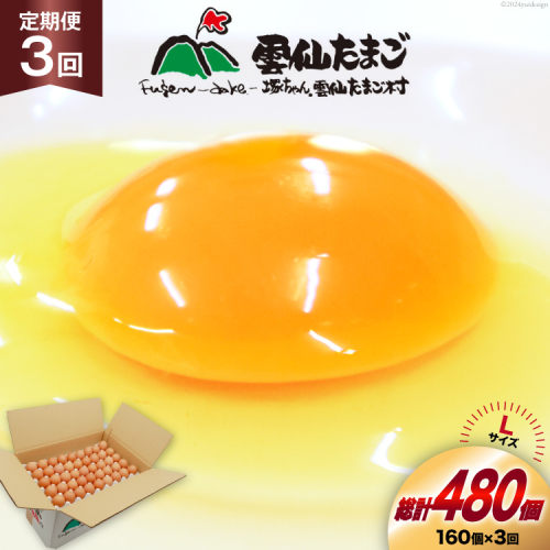 BI046 3回 定期便 どっさり！ 雲仙たまごLサイズ 160個(150個＋割れ補償10個入り) [ 卵 たまご 生卵 鶏卵 赤卵 玉子 新鮮 塚ちゃん雲仙たまご村 長崎県 島原市 ] 1421096 - 長崎県島原市
