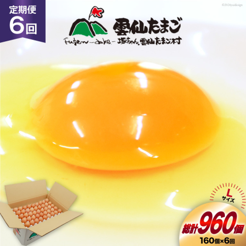 BI047 6回 定期便 どっさり！ 雲仙たまごLサイズ 160個(150個＋割れ補償10個入り) [ 卵 たまご 生卵 鶏卵 赤卵 玉子 新鮮 塚ちゃん雲仙たまご村 長崎県 島原市 ] 1421097 - 長崎県島原市