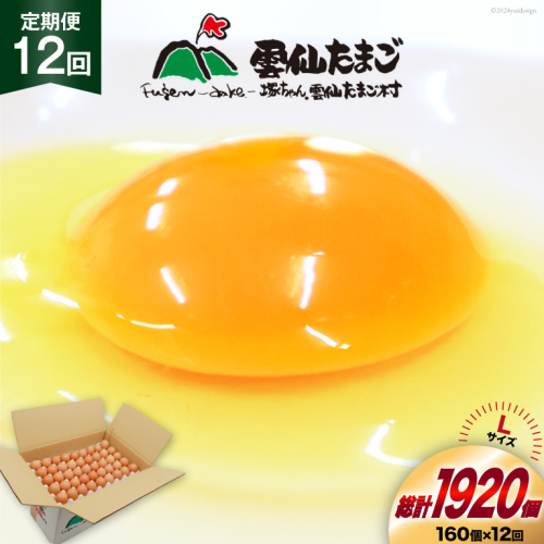 BI048 12回 定期便 どっさり！ 雲仙たまごLサイズ 160個(150個＋割れ補償10個入り) [ 卵 たまご 生卵 鶏卵 赤卵 玉子 新鮮 塚ちゃん雲仙たまご村 長崎県 島原市 ] 1421099 - 長崎県島原市