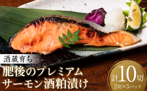 酒蔵育ち 肥後のプレミアムサーモン 酒粕漬け 2切入×5パック おかず レシピ 焼き魚 酒粕漬け 酒粕 赤酒 サーモン プレミアム 鮭 魚 熊本県 八代市 1423080 - 熊本県八代市