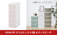 NEWLIFE スリム5段 オパールピーチ 収納ケース 衣装ケース プラスチック 新生活 引っ越し 大容量 引き出し プラスチック 収納棚 おしゃれ 押入れ 押し入れ収納 リビング収納 【010S626】