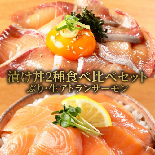 【冷凍】活〆日向灘ぶりと生アトランサーモンの漬け丼2種食べ比べセット100g×8袋 N019-YA949 142443 - 宮崎県延岡市