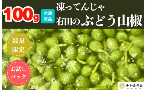 【６月下旬出荷予定】冷凍山椒 凍ってんじゃ ぶどう山椒 100g 和歌山県産 【みかんの会】 1424707 - 和歌山県有田川町