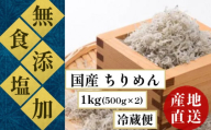 ちりめん 食塩無添加 天日干し 1kg ( 500g ×2)  冷蔵 安心 安全 無添加 四国 徳島 小松島 瀬戸内海 【テレビで紹介されました】【北海道･沖縄･東北･離島への配送不可】 ｜ 太平洋 瀬戸内海 結ぶ 紀伊水道 ちりめん ｜ ちりめん丼 魚介 シーフード 特産品 海産物 新鮮 惣菜  国産 鮮度 ふるさと納税 カルシウム 小分け