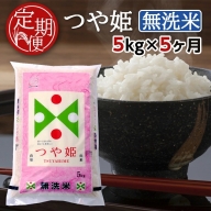 [5回定期便]無洗米 つや姫 5kg×5回(計25kg) TO