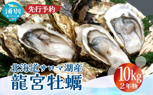 先行予約 先行予約北海道 サロマ湖産 龍宮牡蠣 10kg（ 2年物 殻付き カキ ）カキナイフ付 牡蠣 かき 海鮮 魚介 国産 貝付き 生牡蠣 生食 焼き牡蠣 蒸し牡蠣 冷蔵 産地直送 オホーツク 魚貝類  142907 - 北海道湧別町