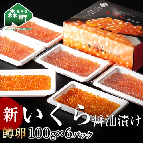 9月発送 新いくら醤油漬け 100g×6パック（鱒卵）いくら イクラ 小分け 醤油漬け 鱒卵 森町 いくら醤油漬け しょうゆ漬け 海産物 加工品 ふるさと納税 北海道 ＜ワイエスフーズ＞ mr1-0424-11 1431332 - 北海道森町