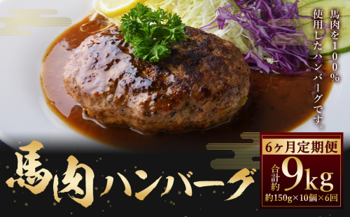 C39Z6【定期便6回】 馬肉ハンバーグ 約150g×10個 合計約9kg 馬肉100% ハンバーグ 熊本 冷凍 馬肉 馬 肉 惣菜 おかず 1431613 - 熊本県益城町