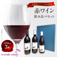 小牧ワイナリー 赤ワイン３本飲み比べセット（小牧産ぶどう100％使用）［026A09］