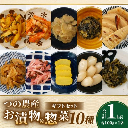 お漬物＆惣菜10種のギフトセット(合計1kg) つけもの おかず 野菜 加工品 国産_T037-008 1432584 - 宮崎県都農町