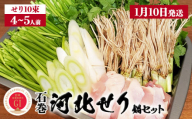 【1月10日発送】せり鍋 セット 4-5人前 せり 長ねぎ パックご飯 スープ 鶏肉 セリ セリ鍋 河北せり 野菜 鍋