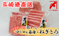 B19-013 三崎マグロ卸問屋カネシメの本鮪中トロ・赤身切れてるお刺身セット＋目鉢鮪ネギトロ