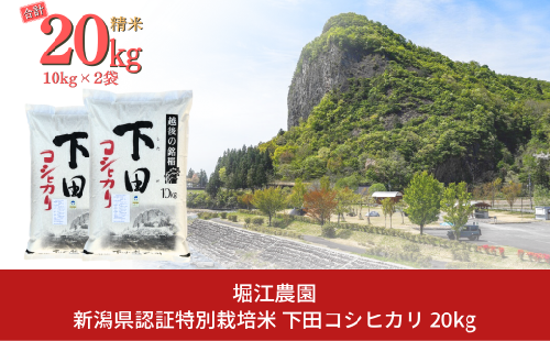 新潟県認証特別栽培米 下田コシヒカリ 20kg 令和7年産 三条市産 こしひかり [堀江農園]【042S010】 1436364 - 新潟県三条市