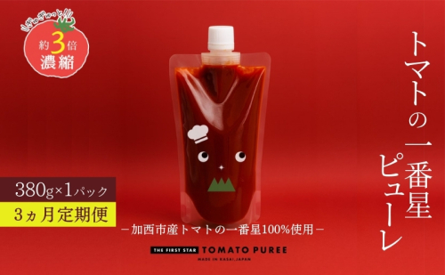 定期便 3ヶ月 トマトピューレ 380g×1本 トマトの一番星ピューレ トマトの一番星ピューレ トマト ピューレ とまと 五つ星ひょうご 無添加 スパゲッティ スパゲティ パスタ ぱすた リゾット スープ イタリアン 兵庫県 加西市 1438263 - 兵庫県加西市