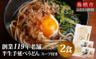 半生 うどん 手延べ人力うどん 2食入り 創業明治38年 福山製麺の饂飩 国産 個包装 簡単調理 常備食 お取り寄せ