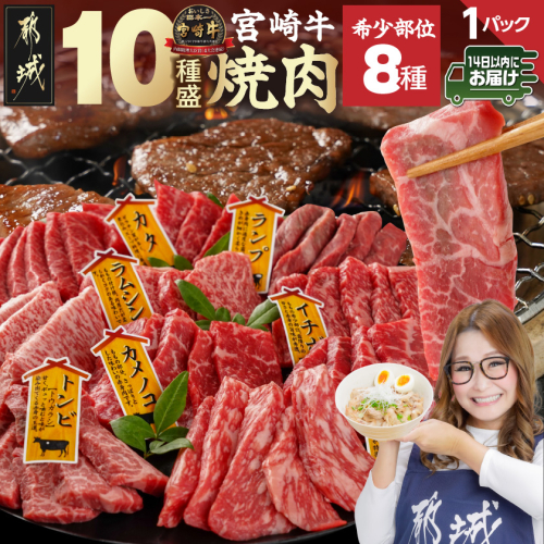 宮崎牛食べ比べ10種盛り焼肉セット≪みやこんじょ快速便≫_17-3102-R 1440227 - 宮崎県都城市