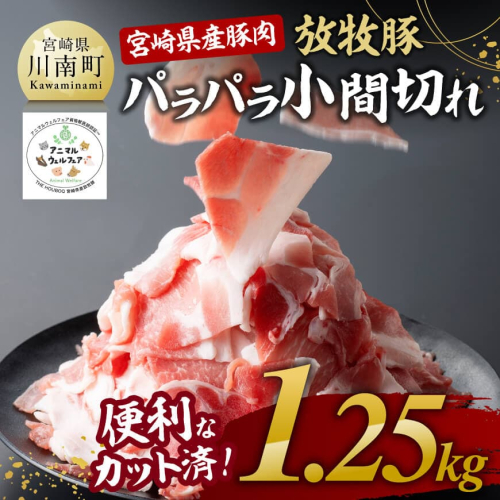 宮崎県産豚肉放牧豚パラパラ小間切れ1.25kg【 豚肉 豚 肉 小間切れ 細切れ 炒め物 】 1440239 - 宮崎県川南町