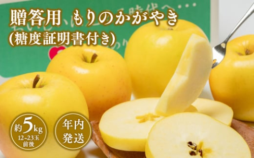 年内発送 贈答用もりのかがやき約5kg（糖度証明書付き)　【那由多のりんご園・平川市産】 1442145 - 青森県平川市