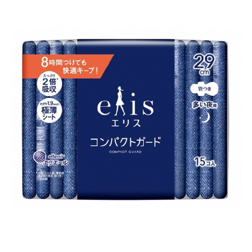 0030-10-01 エリス コンパクトガード 多い夜用 羽つき 29cm 15枚×27パック (405枚) 1444814 - 静岡県富士宮市