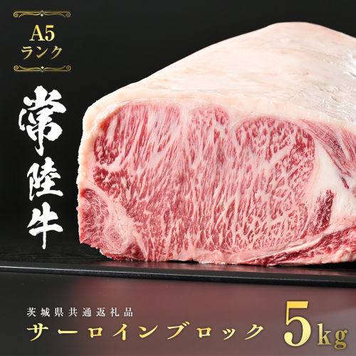 常陸牛 A5 等級 サーロイン ブロック 5kg ( 茨城県共通返礼品 )  ステーキ 黒毛和牛 国産黒毛和牛 和牛 国産 牛肉 牛 お肉 肉 ひたち牛 [CD043sa] 1445904 - 茨城県桜川市