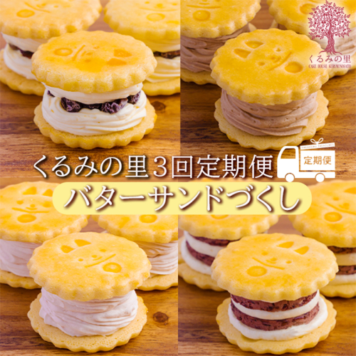 くるみの里定期便ふーちゃんのバターサンドづくし(3ヶ月毎月発送) [お菓子 洋菓子 スイーツ セット サンド 定期便 3ヶ月 ラムレーズン あんバター チョコバター イチゴバター ワンストップオンライン 『おいしい特産品を詰め込んだ定期便特集』-宮崎県高原町] TF0680-P00010 1446480 - 宮崎県高原町