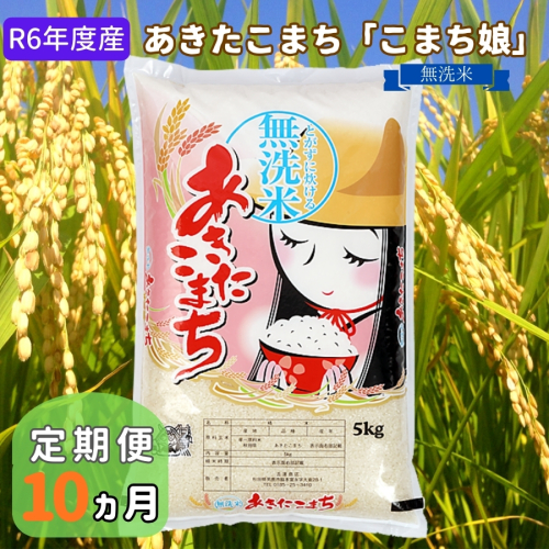 米 定期便 R6年度産  『こまち娘』 あきたこまち 無洗米 5kg 10ヶ月連続発送（合計50kg）吉運商店 秋田県 男鹿市 お米 お弁当 おにぎり 1448271 - 秋田県男鹿市