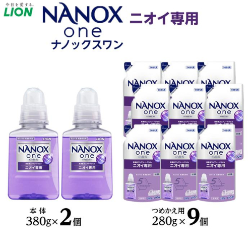 ライオン「NANOX one」ニオイ専用本体・替セット（380g×2個＋280g×9個） 1449370 - 大阪府堺市