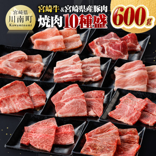 ※発送月が選べる※ 宮崎牛 ＆ 宮崎県産 豚肉 焼肉 10種 【 肉 牛 牛肉 豚肉 豚 ぶた肉 国産 黒毛和牛 宮崎牛 BBQ 焼肉 ロース カタロース バラ モモ ウデ 】 1452269 - 宮崎県川南町