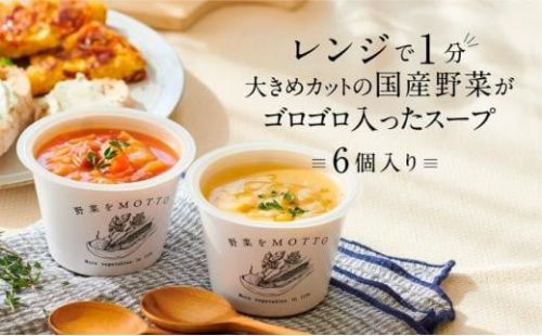 レンジで1分 野菜をMOTTO スープ 6個 セット レトルト インスタント 国産 ダイエット ベジMOTTOスープ  具だくさん 時短 手軽 1452741 - 静岡県静岡市