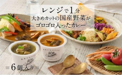 レンジで1分 野菜をMOTTO スープ カレー 3種 6個セット レトルト インスタント 国産 ダイエット ベジMOTTOスープ  具だくさん 時短 手軽 1453112 - 静岡県静岡市