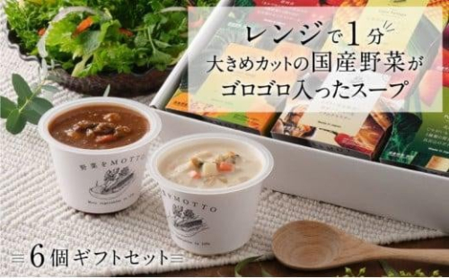 【ギフトセット】 レンジで1分 野菜をMOTTO スープ 6個 ギフト セット レトルト インスタント 国産 ダイエット ベジMOTTOスープ  具だくさん 時短 手軽 1453127 - 静岡県静岡市