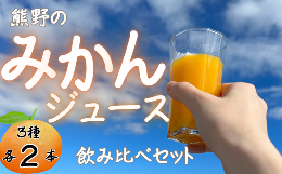 熊野市ふるさと納税で人気のみかんジュースをセットにしました！みかんごとに違う味をお楽しみください。〇柑橘100%まるごと絞りジュース提供：株式会社 自然塾季節の柑橘をそのまま丸絞りしました。原材料は柑