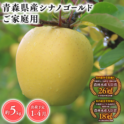 2025年産 １月～４月発送　【訳あり】家庭用シナノゴールド5ｋｇ　【そと川りんご園・１月・２月・３月・４月・青森県産・平川市・りんご・シナノゴールド・5ｋｇ・訳あり・家庭用】 1457073 - 青森県平川市