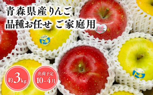 品種お任せ　【訳あり】家庭用　旬のりんご詰め合わせ3kg 1457084 - 青森県平川市