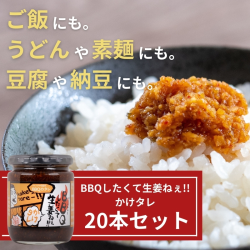 BBQしたくて生姜ねぇ!!かけタレ20本セット 【しょうが 国産 醤油漬け バーベキュー 焼肉 たれ ごはんのお供 お弁当 調味料 おつまみ 肴 薬味 隠し味 猪苗代町 福島県】 1457650 - 福島県猪苗代町