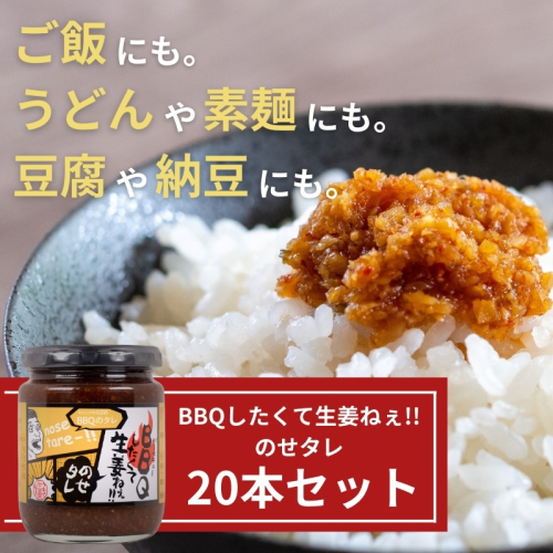 BBQしたくて生姜ねぇ!!のせタレ20本セット 【しょうが 国産 醤油漬け バーベキュー 焼肉 たれ ごはんのお供 お弁当 調味料 おつまみ 肴 薬味 隠し味 猪苗代町 福島県】 1457654 - 福島県猪苗代町