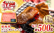 【全12回定期便】【A4～A5ランク】長崎和牛焼肉用　500g《壱岐市》【株式会社MEAT PLUS】肉 牛肉 黒毛和牛 焼き肉 焼肉 焼肉用 ギフト 贈答用 ご褒美 冷凍配送 A4 A5 [JGH110]