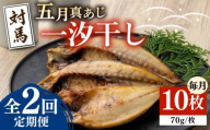 【全2回定期便】対馬 五月 真あじ 一汐干し 10枚 《 対馬市 》【 うえはら株式会社 】新鮮 アジ 干物 海産物 朝食 冷凍 [WAI106]