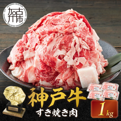 神戸牛 メガ盛りすき焼き肉 1kg 《神戸牛 牛肉 すき焼き 焼肉 小分け 送料無料 》【2402A00120】 1460137 - 兵庫県加古川市