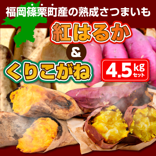 福岡篠栗町産の熟成さつまいも「紅はるか」「くりこがね」４.５kgセット　YX005 1460189 - 福岡県篠栗町