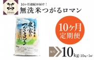 無洗米 10kg 青森県産 つがるロマン （精米） 【定期便 10ヶ月】