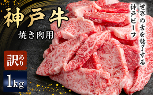 【期間限定特別寄付額】神戸牛 訳あり 焼肉用 500g×2 A4ランク以上！ 神戸ビーフ 小分け 焼肉 A5 ランク 切り落とし  訳アリ  不揃い  焼き肉 規格外  牛肉 肉 お肉 冷凍 カルビ 太田家 1465167 - 兵庫県加西市