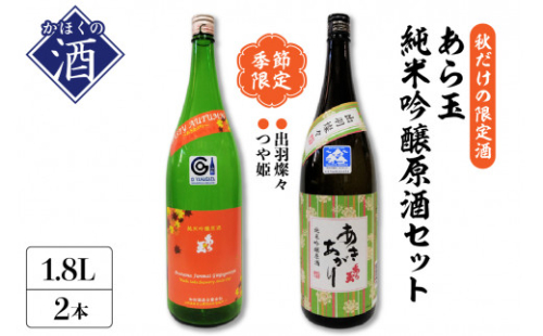 ６３【季節限定/秋だけの限定酒】純米吟醸原酒秋酒セット/つや姫 純米吟醸原酒 あら玉 あきあがり、出羽燦々 純米吟醸原酒 あら玉 あきあがり（1800ml×各1本） 1466244 - 山形県河北町