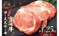 [最上等級使用!] 牛肉 宮崎牛 ロース ステーキ 250g × 5枚 計1.25kg [ミヤチク 宮崎県 日向市 452060773] 小分け 個包装 和牛 黒毛和牛 ブランド牛 冷凍 4等級 5等級