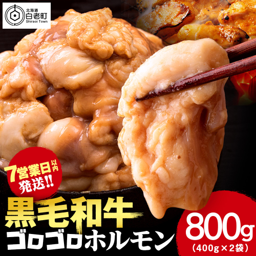 白老産黒毛和牛 味噌焼肉用MIXホルモン 800g (400g×2パック) 7日営業日以内発送 焼肉 黒毛和牛 小分け 焼肉セット ホルモン ミックスホルモン 人気 数量限定 たっぷり大満足 グルメ 訳あり 国産 北海道産 1469757 - 北海道白老町