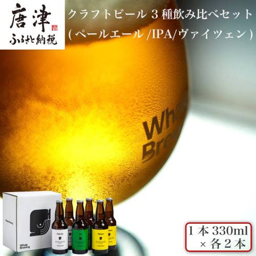 クラフトビール 3種(ペールエール/IPA/ヴァイツェン)飲み比べセット (1本330ml×各2本) ホエールブルーイング 呼子 ipa ギフト 瓶ビール クラフト お酒 アルコール 家飲み「2024年 令和6年」 1469832 - 佐賀県唐津市